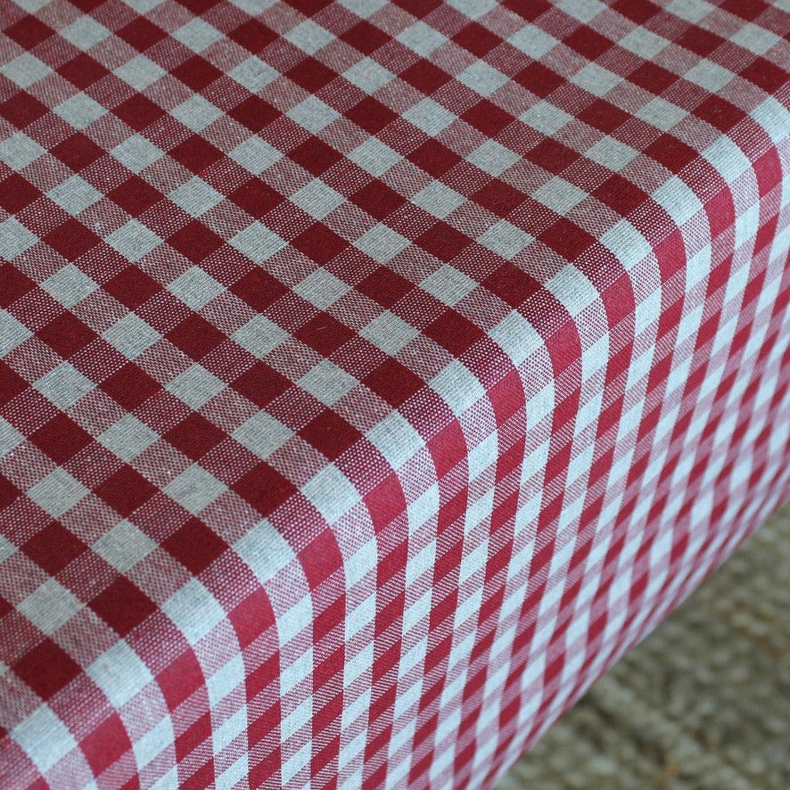 Close-up of red and white checkered fabric