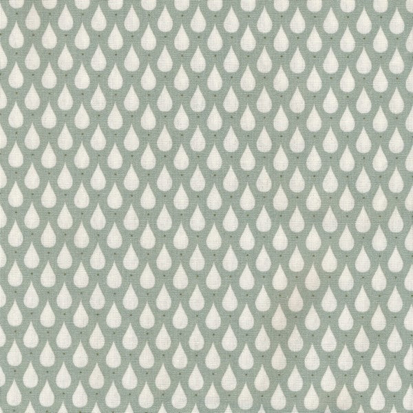 Pattern of white raindrops on a gray green background