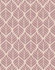 Patterned oilcloth with a geometric leaf design in pink on a beige background