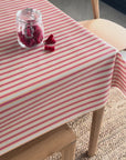 video of a vibrant pink striped oilcloth