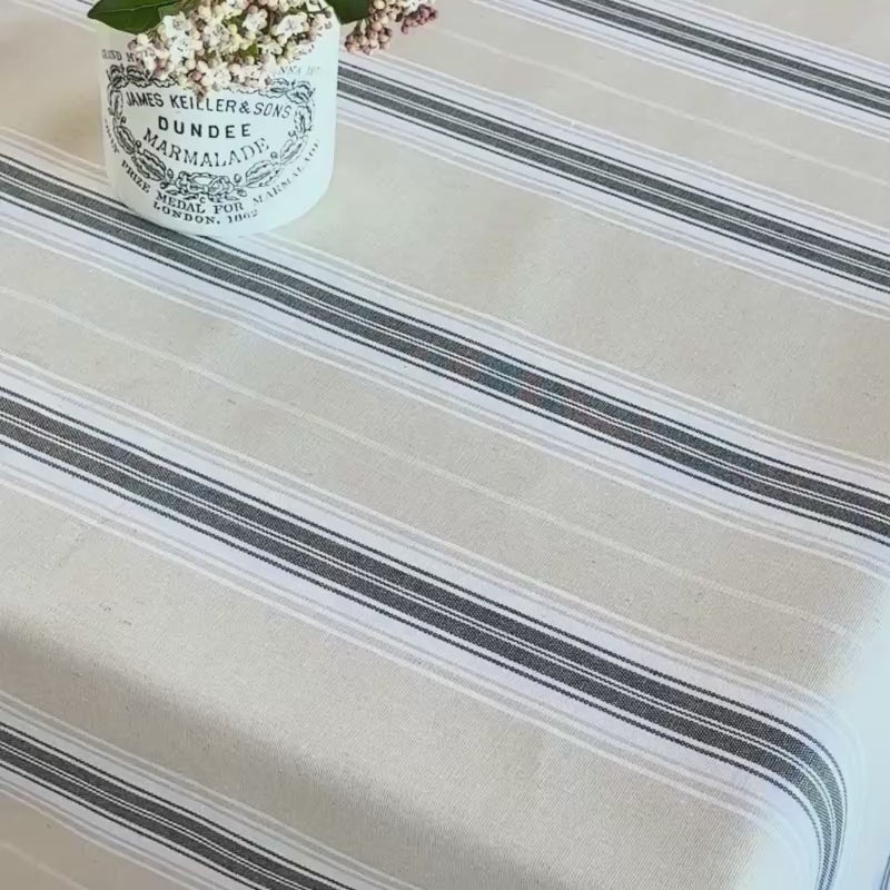 video of water being spilled onto a wipe clean striped tablecloth