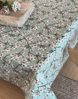 video of a grean floral oilcloth
