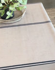 Grainsack stripe oilcloth on a table with a plant 