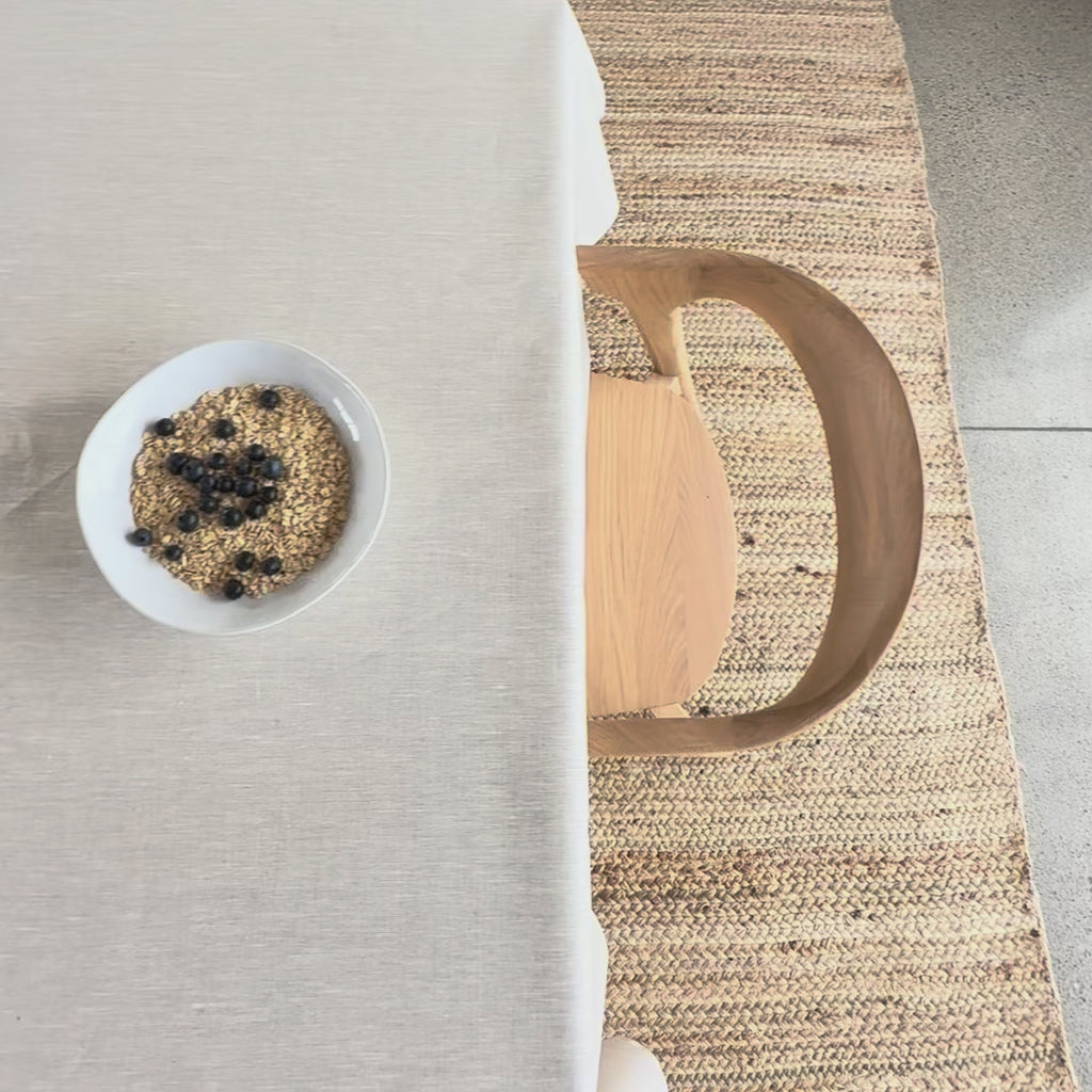 Oatmeal coloured wipe clean linen tablecloth