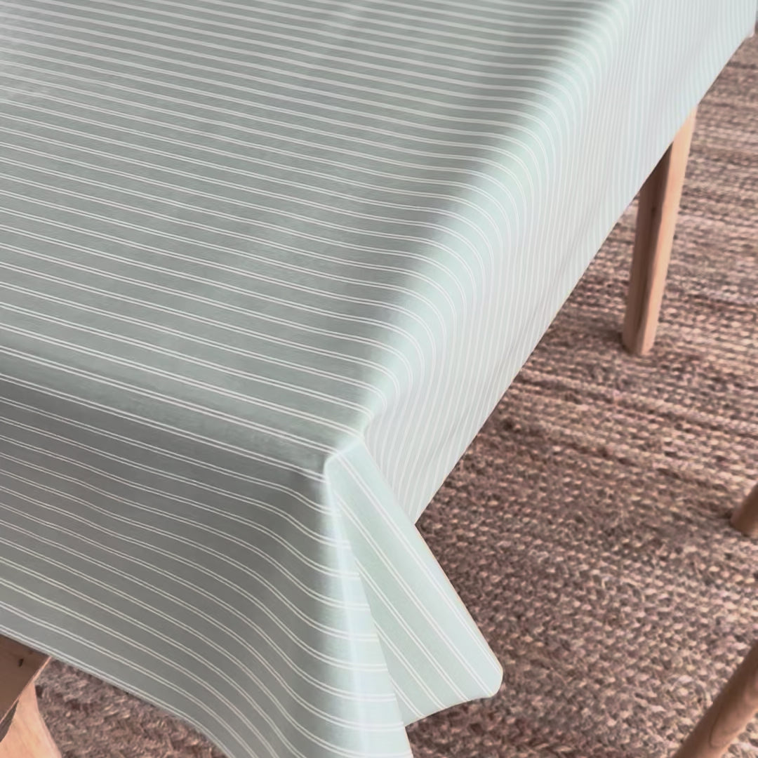 video of a striped green oilcloth